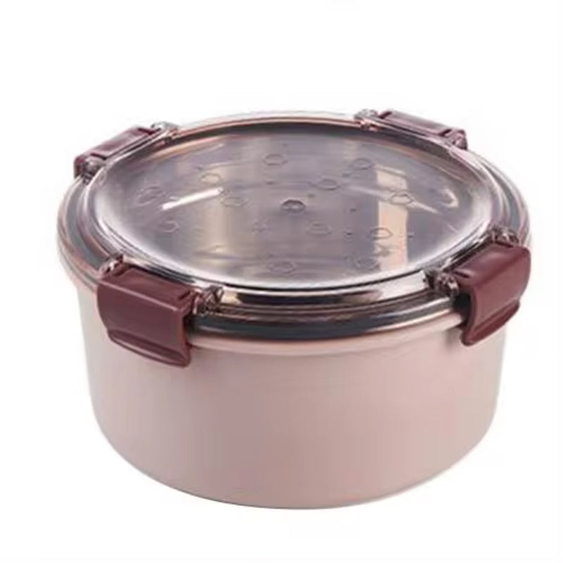 1000Ml round Stainless Steel Bento Lunch Box Leakproof Food Container with Lid Children Food Container Supplies