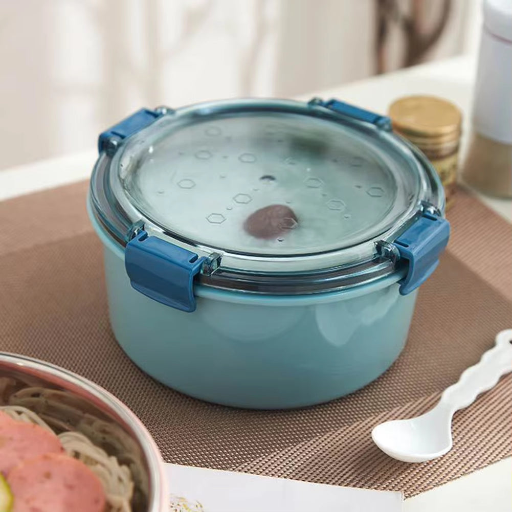 1000Ml round Stainless Steel Bento Lunch Box Leakproof Food Container with Lid Children Food Container Supplies