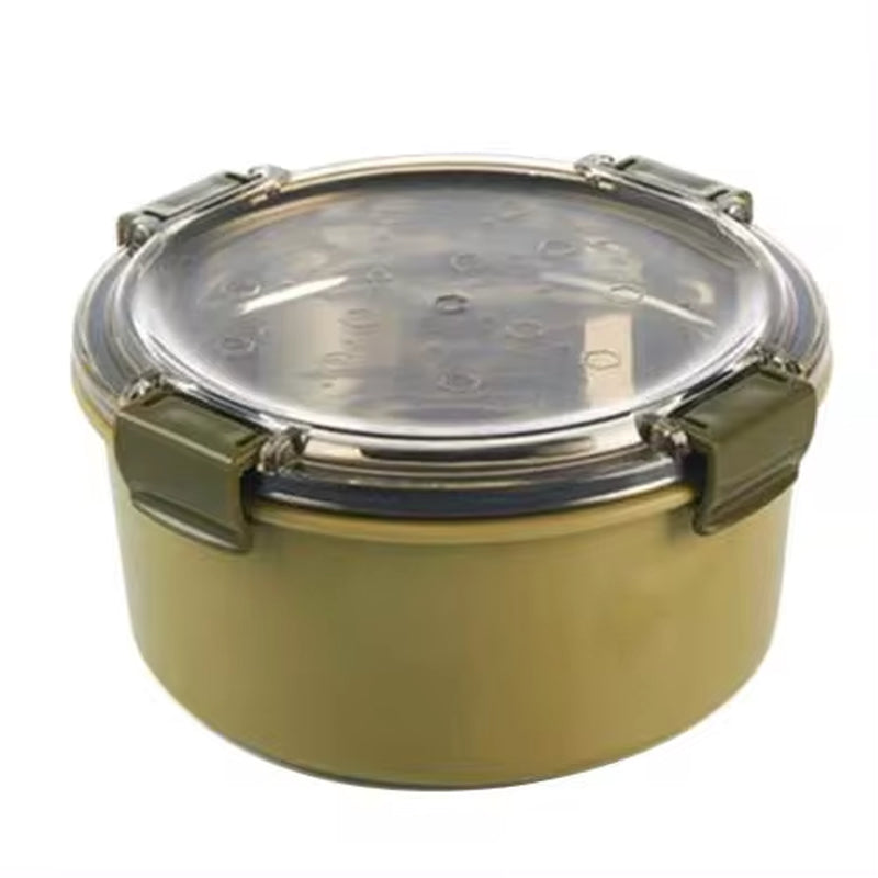 1000Ml round Stainless Steel Bento Lunch Box Leakproof Food Container with Lid Children Food Container Supplies