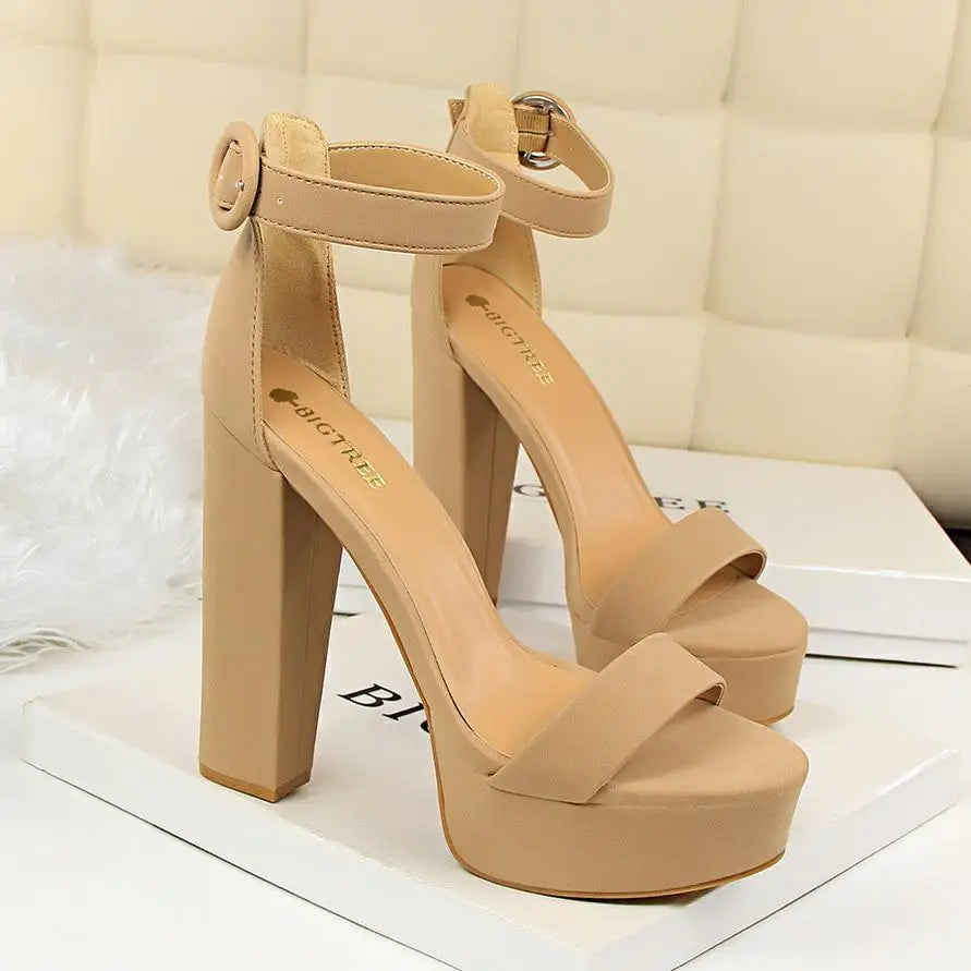 Shoes Women Pumps High Heels Shoes Women Heels Sexy Block Heels Fashion Women Sandals Platform Buckle New Ladies Shoes