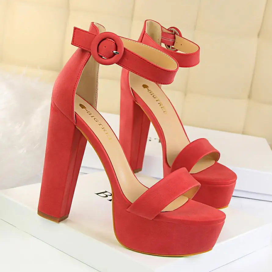 Shoes Women Pumps High Heels Shoes Women Heels Sexy Block Heels Fashion Women Sandals Platform Buckle New Ladies Shoes