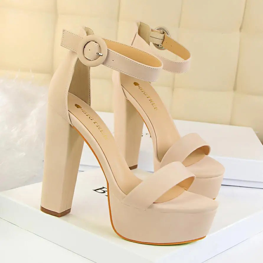 Shoes Women Pumps High Heels Shoes Women Heels Sexy Block Heels Fashion Women Sandals Platform Buckle New Ladies Shoes