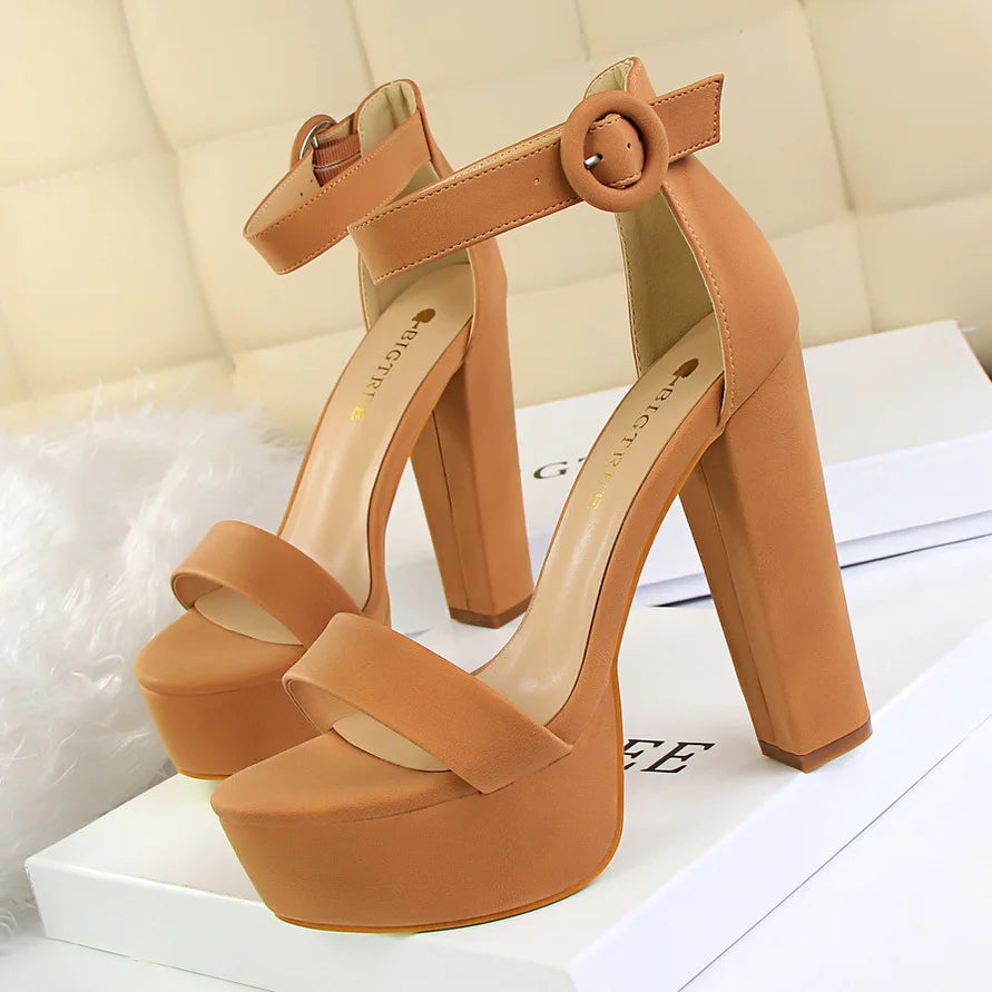 Shoes Women Pumps High Heels Shoes Women Heels Sexy Block Heels Fashion Women Sandals Platform Buckle New Ladies Shoes