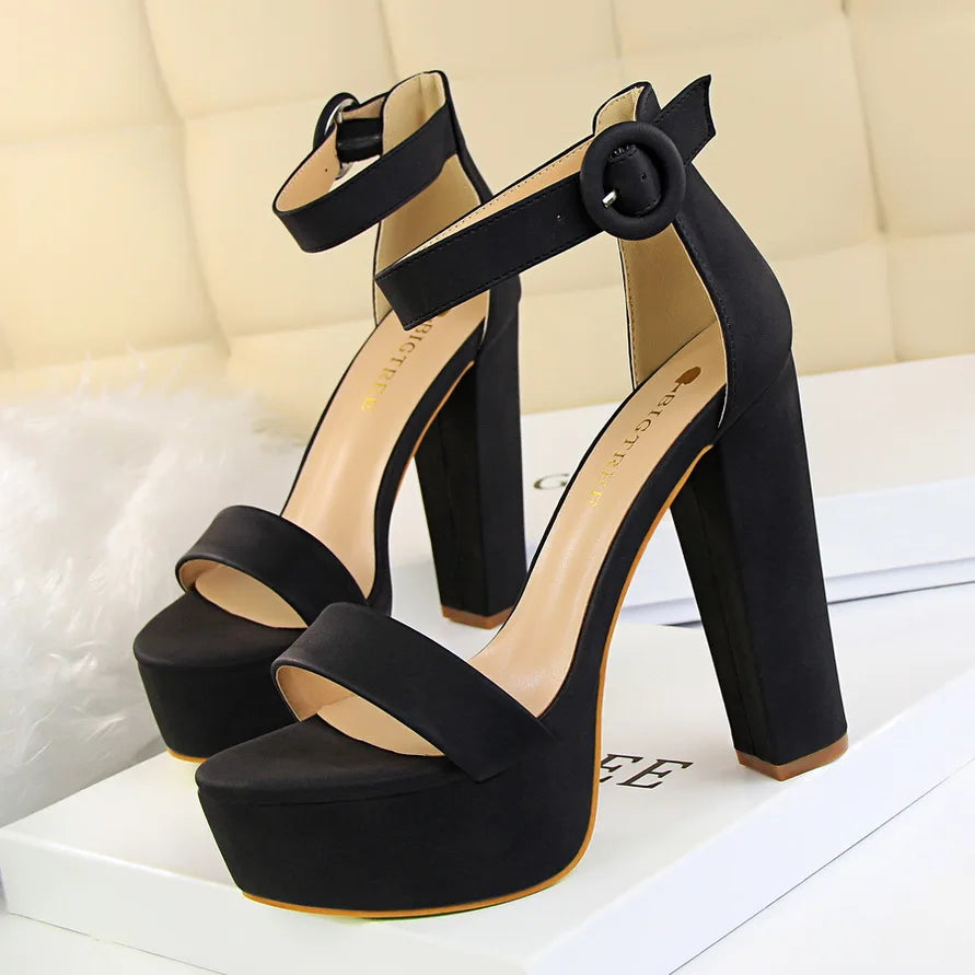 Shoes Women Pumps High Heels Shoes Women Heels Sexy Block Heels Fashion Women Sandals Platform Buckle New Ladies Shoes