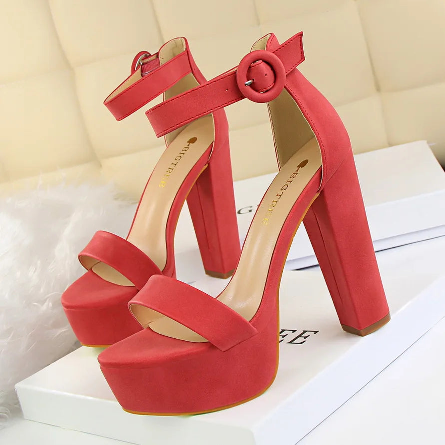 Shoes Women Pumps High Heels Shoes Women Heels Sexy Block Heels Fashion Women Sandals Platform Buckle New Ladies Shoes